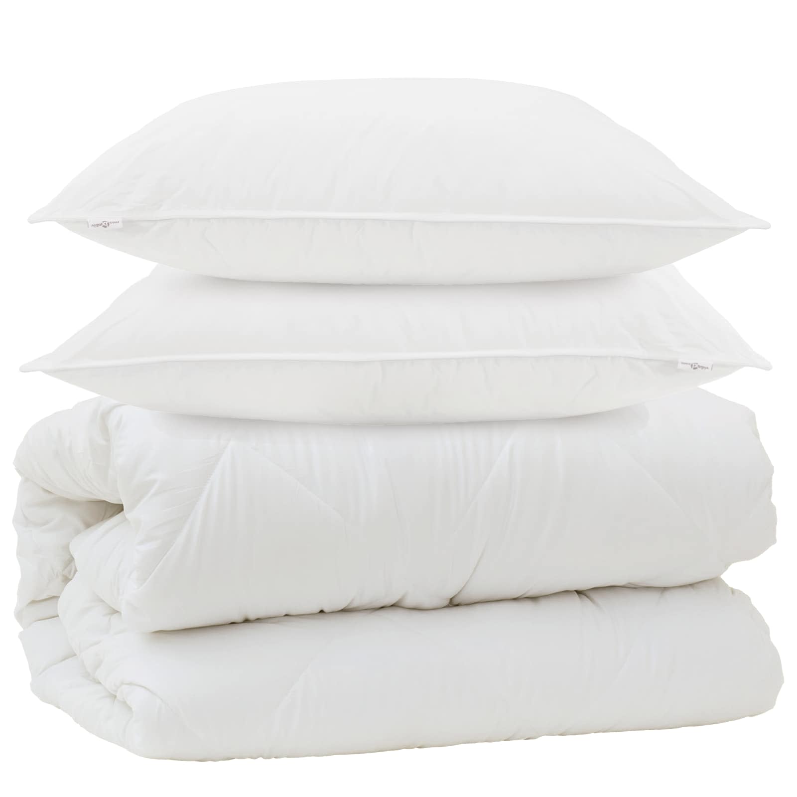 Piumone con Cuscini con cuscino 3 pz Bianco Microfibra