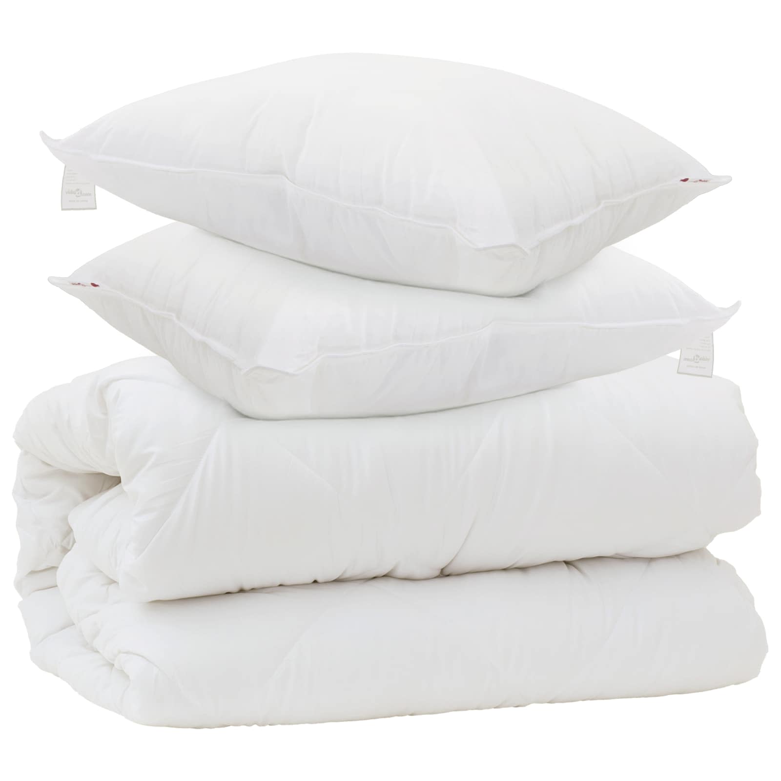 Piumone con Cuscini con cuscino 3 pz Bianco Microfibra