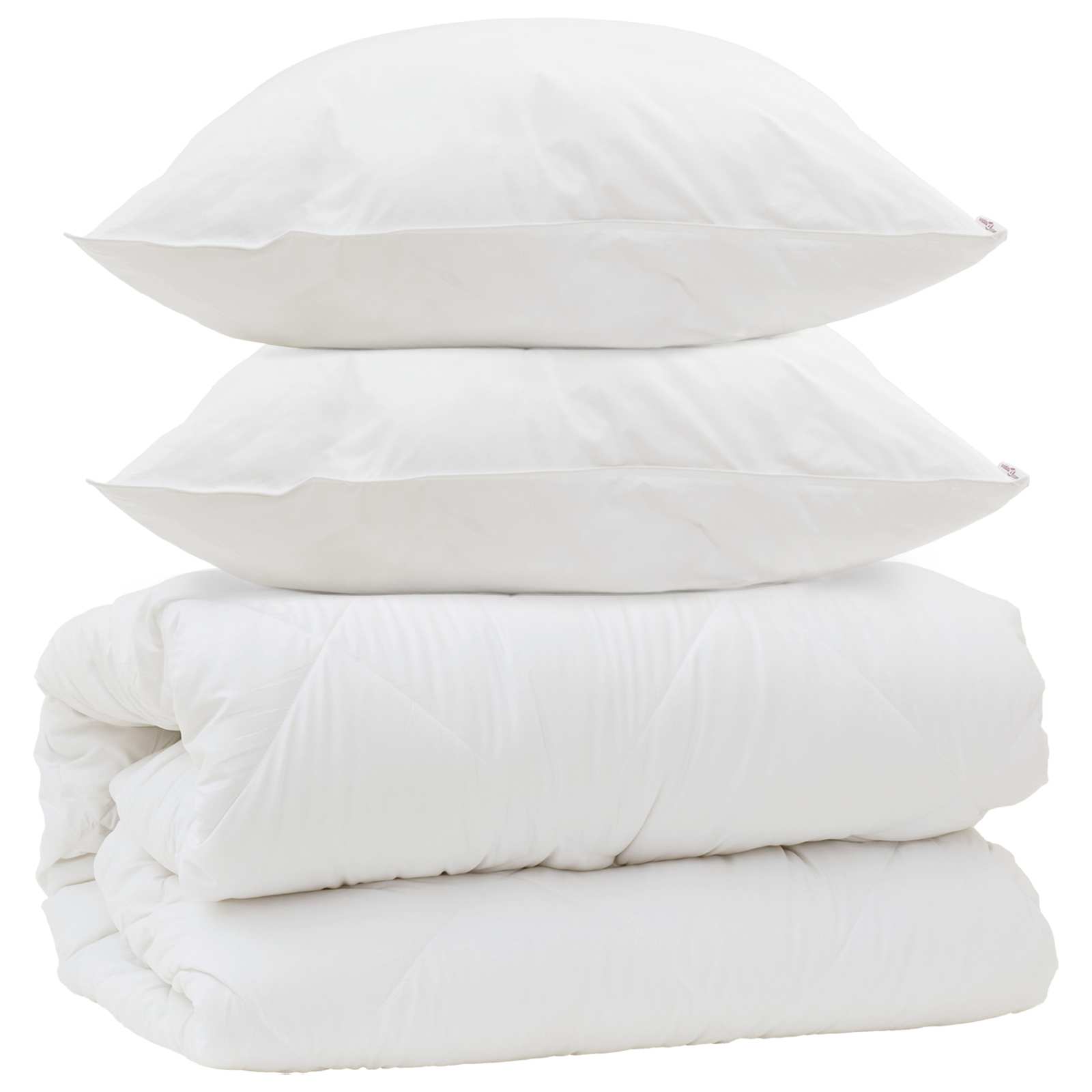 Piumone con Cuscini con cuscino 3 pz Bianco Microfibra