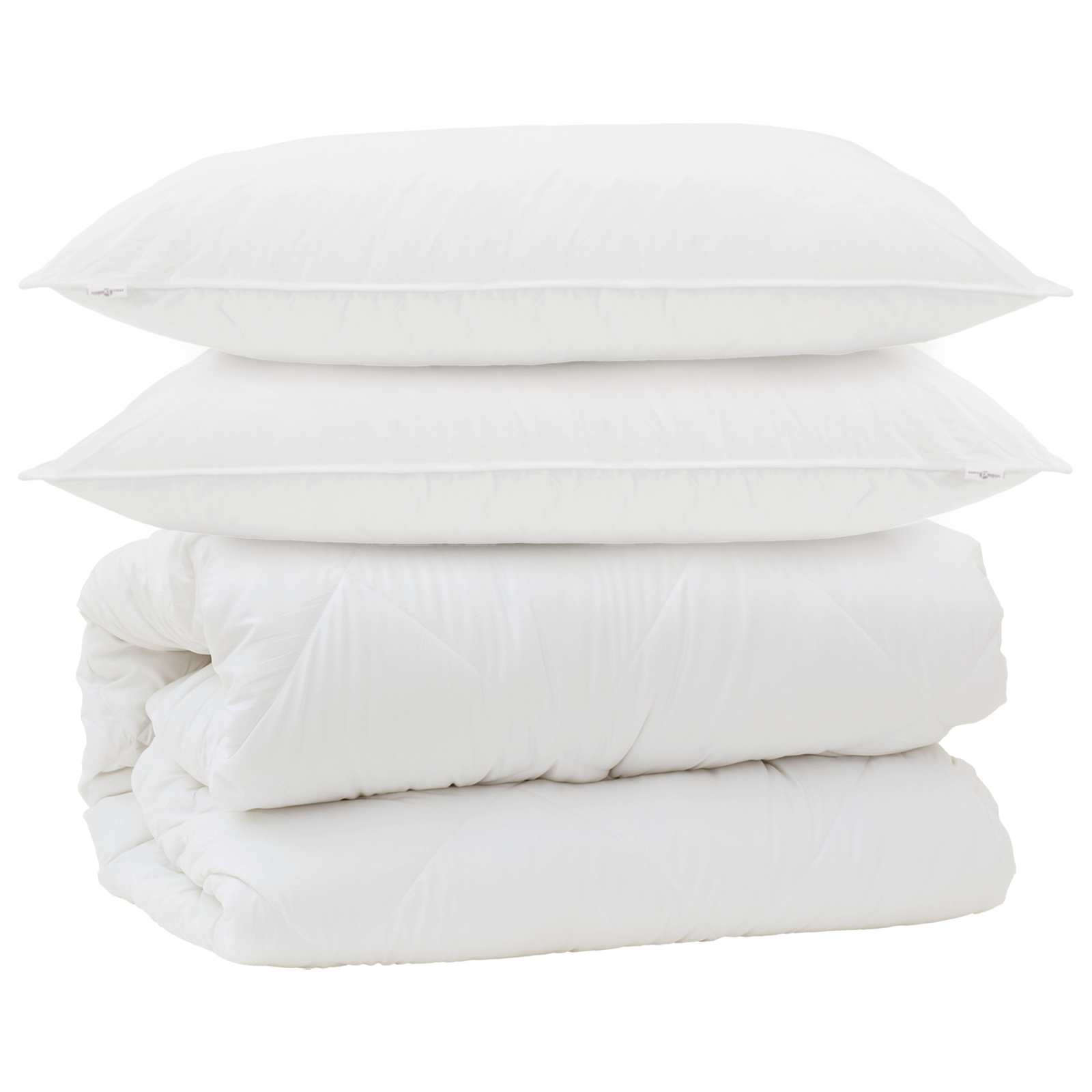 Piumone con Cuscini con cuscino 3 pz Bianco Microfibra