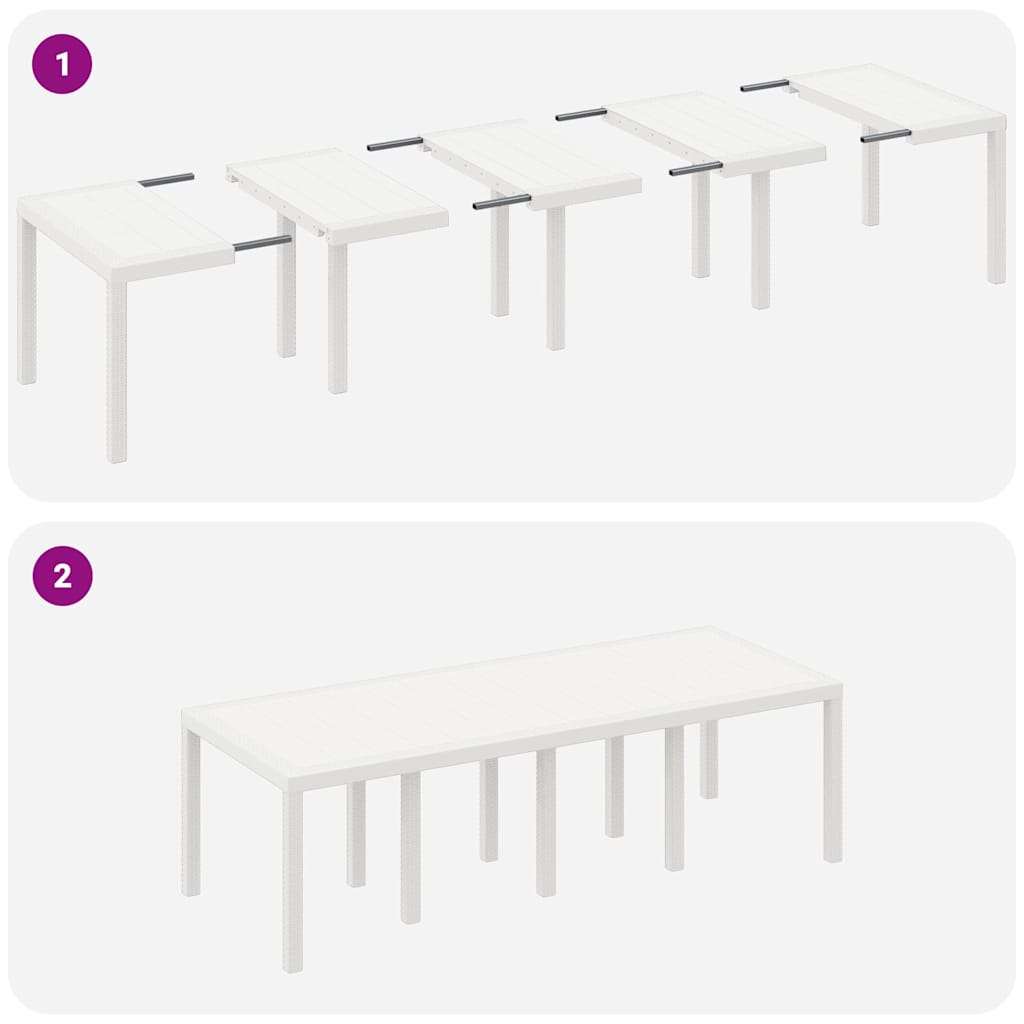 Tavolo da Giardino Bianco 250 x 100 x 73 cm polyrattan