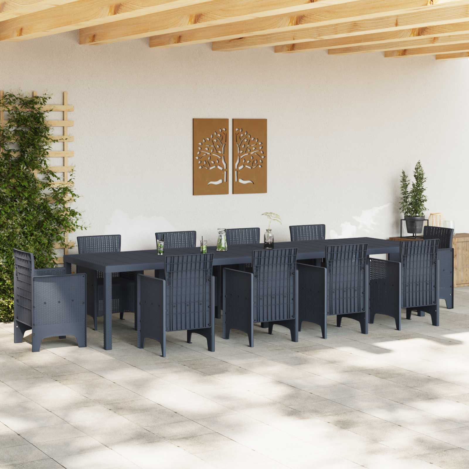Tavolo da Giardino Antracite 350 x 100 x 74 cm polyrattan