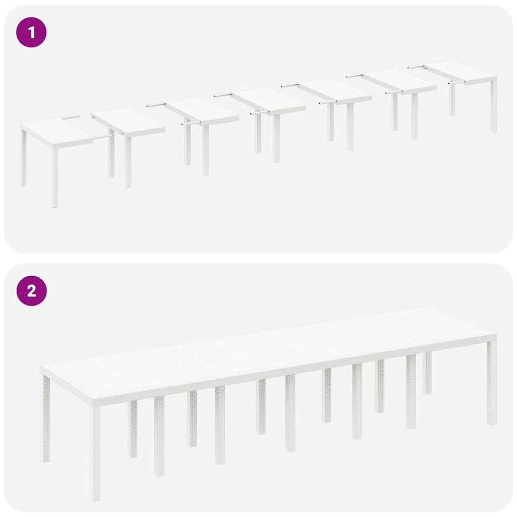 Tavolo da Giardino Bianco 350 x 100 x 74 cm polyrattan