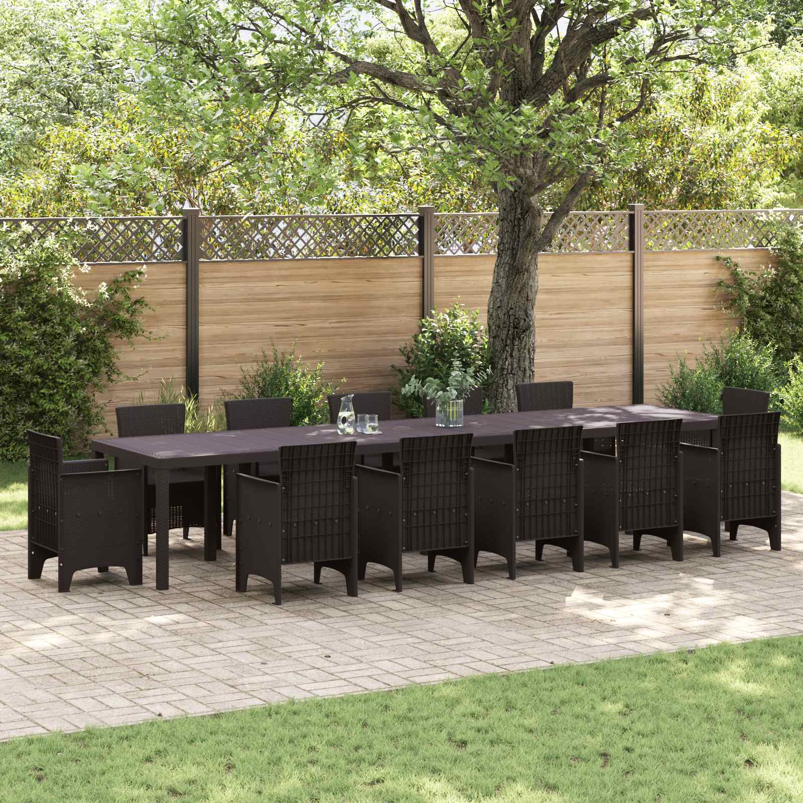 Tavolo da Giardino Marrone 400 x 100 x 73 cm polyrattan