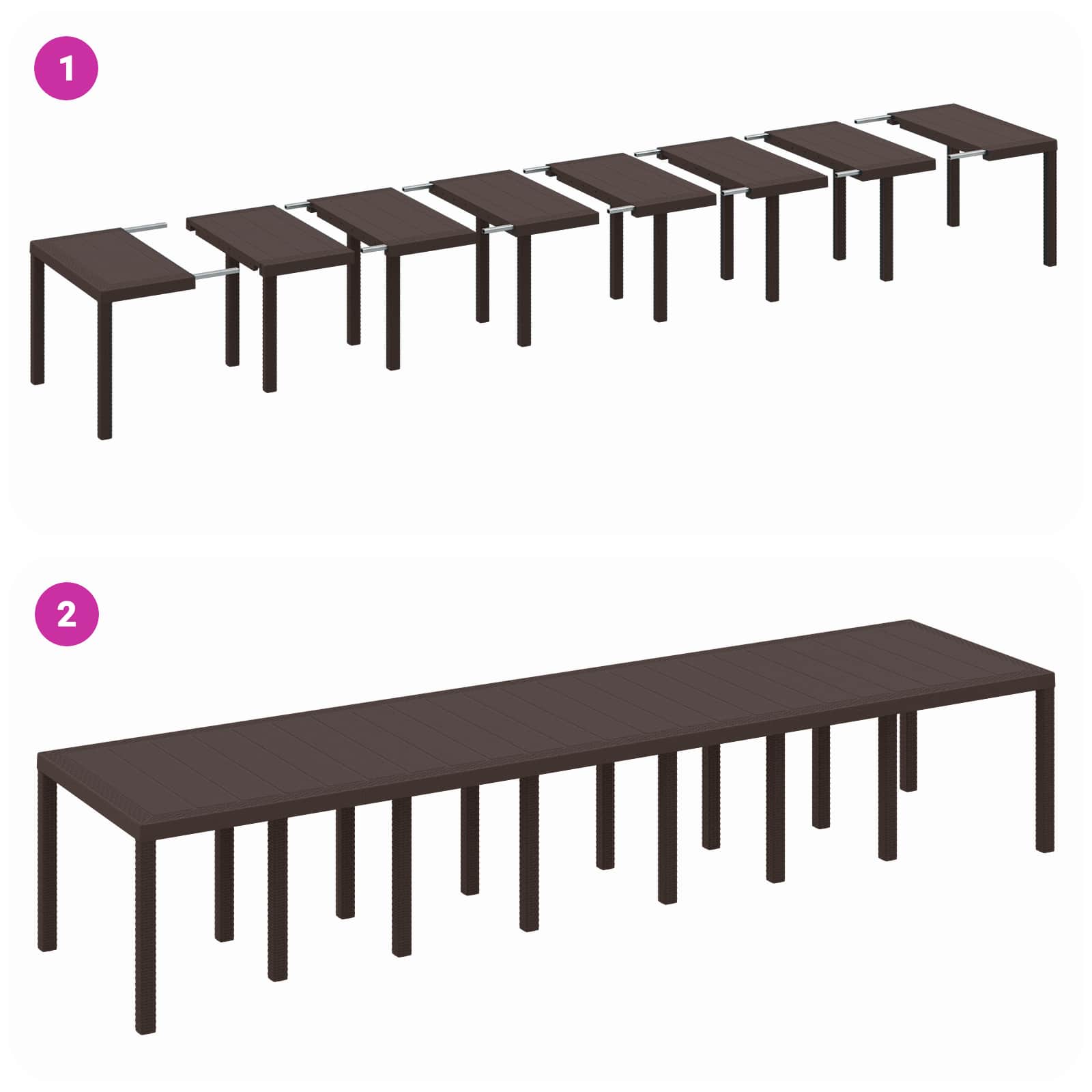 Tavolo da Giardino Marrone 400 x 100 x 73 cm polyrattan