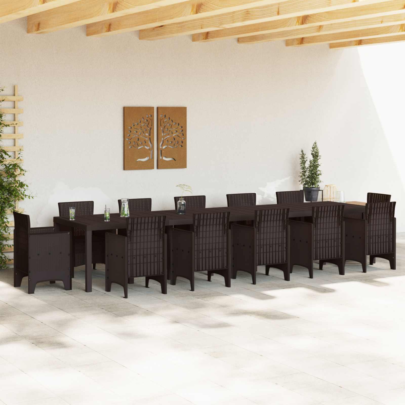 Tavolo da Giardino Marrone 400 x 100 x 73 cm polyrattan