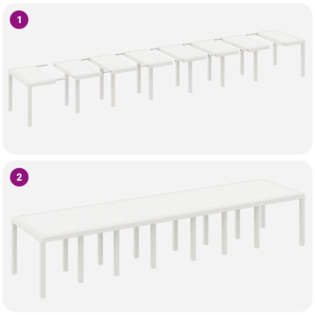 Tavolo da Giardino Bianco 400 x 100 x 73 cm polyrattan