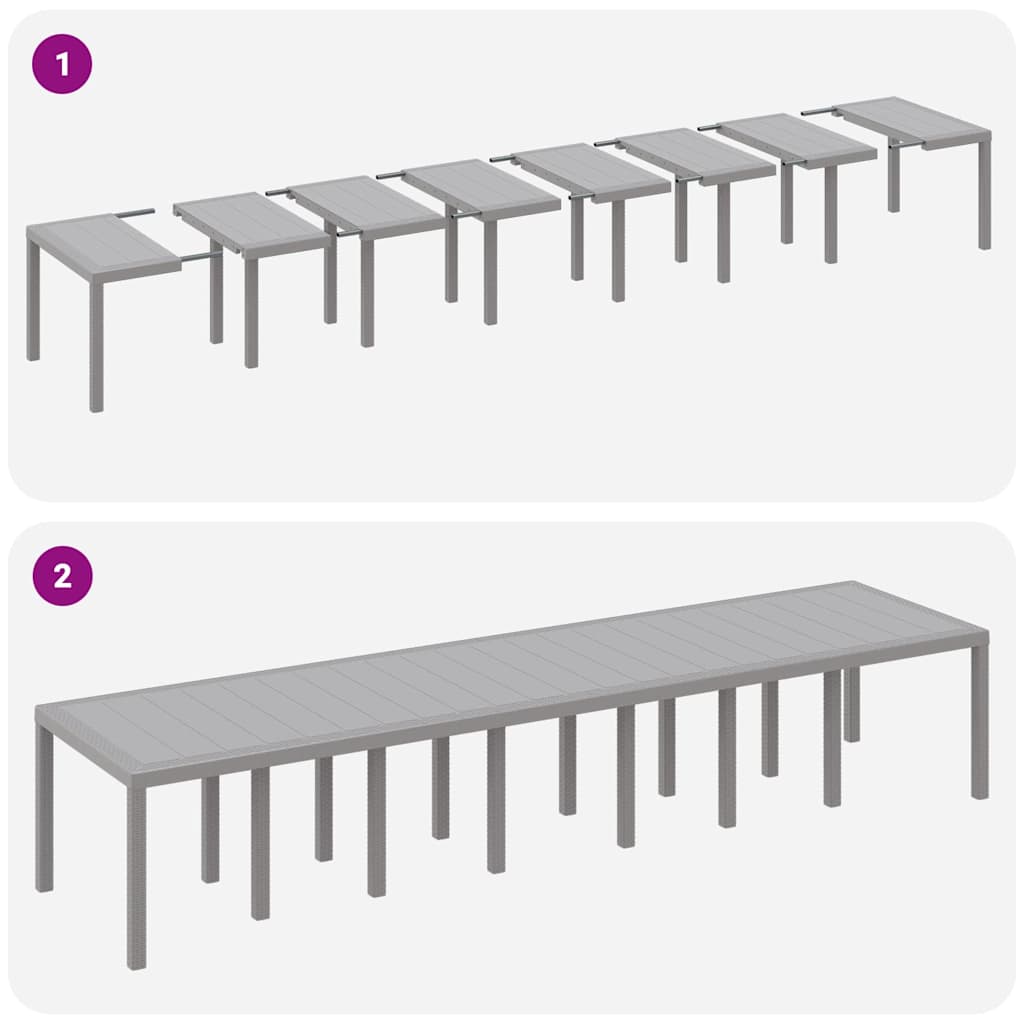 Tavolo da Giardino Grigio chiaro 400 x 100 x 73 cm polyrattan