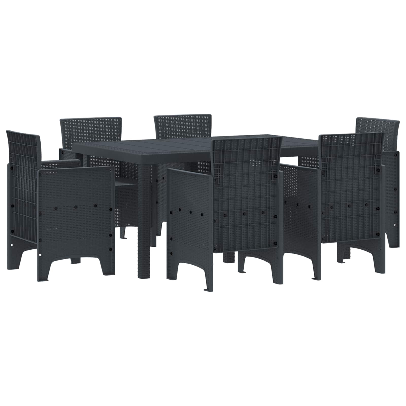 Set da Pranzo per Giardino 7 pz Antracite Rattan Polt