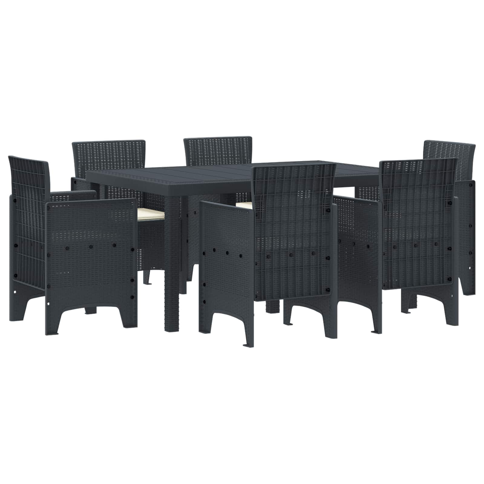 Set da Pranzo per Giardino 7 pz Antracite Rattan Polt