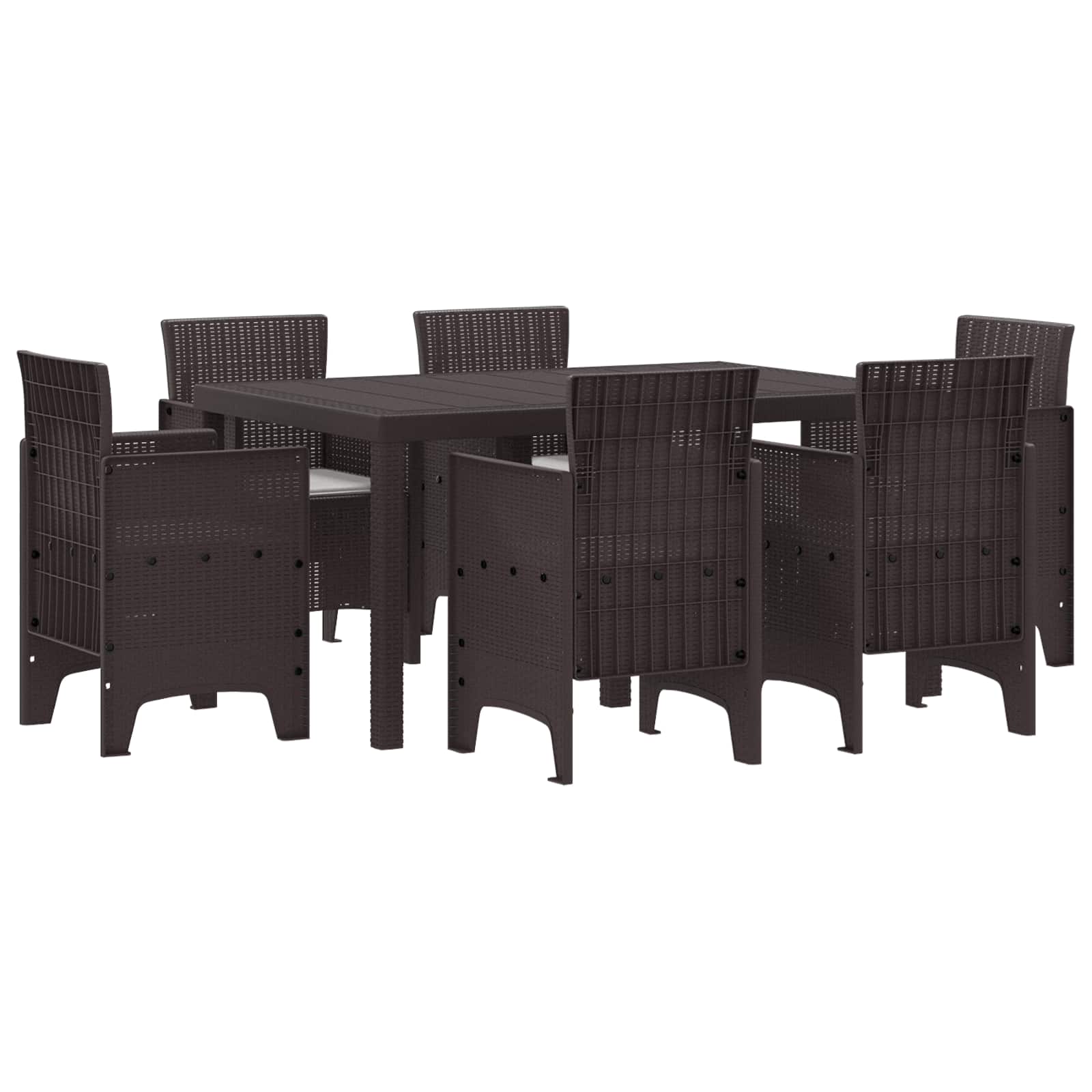 Set da Pranzo per Giardino 7 pz Marrone Rattan Polt