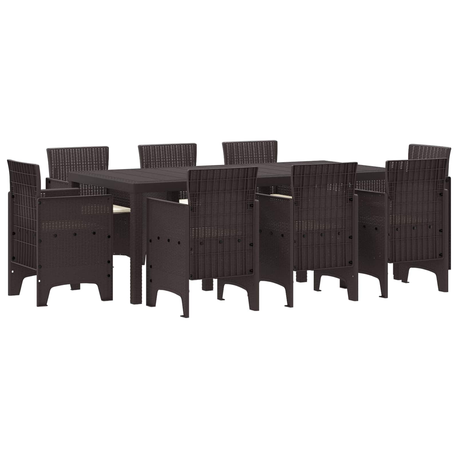 Set da Pranzo per Giardino 9 pz Marrone Polipropilene