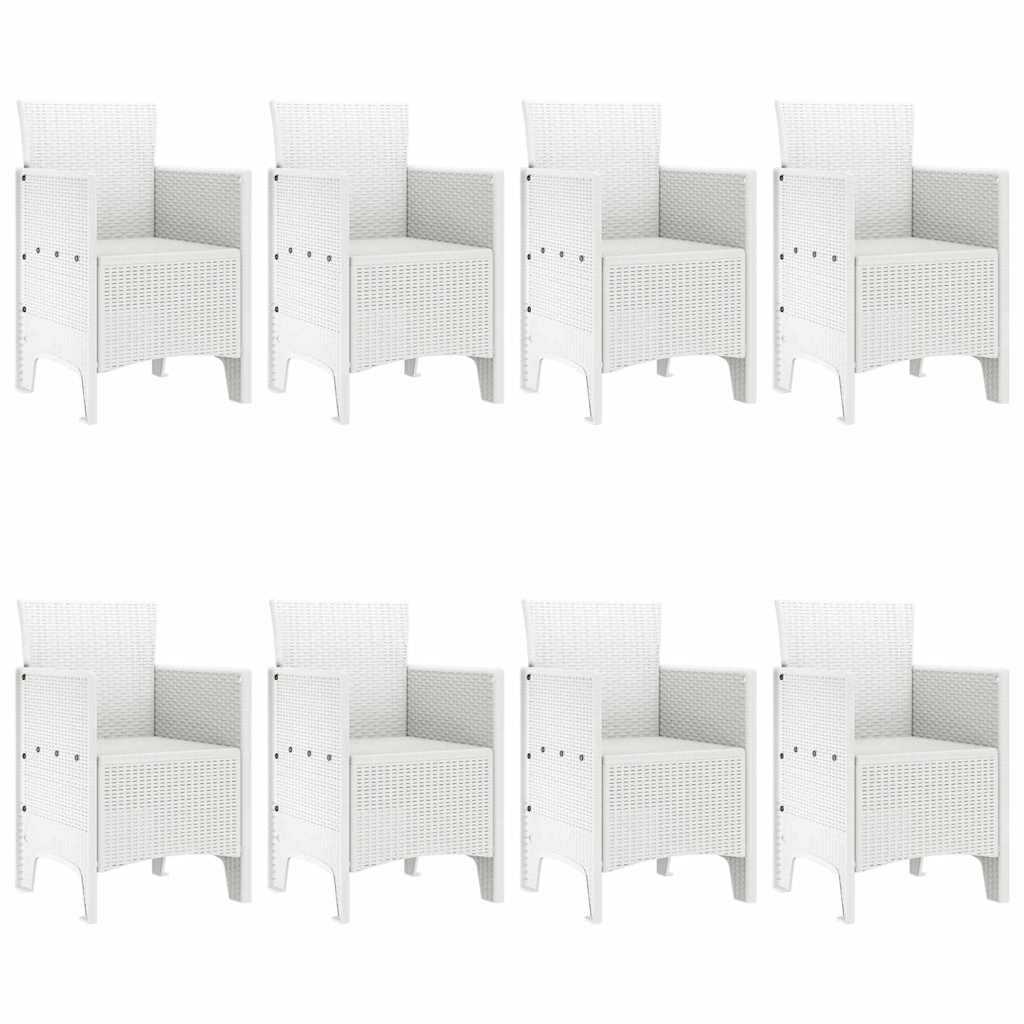 Set da Pranzo per Giardino 9 pz Bianco Polipropilene