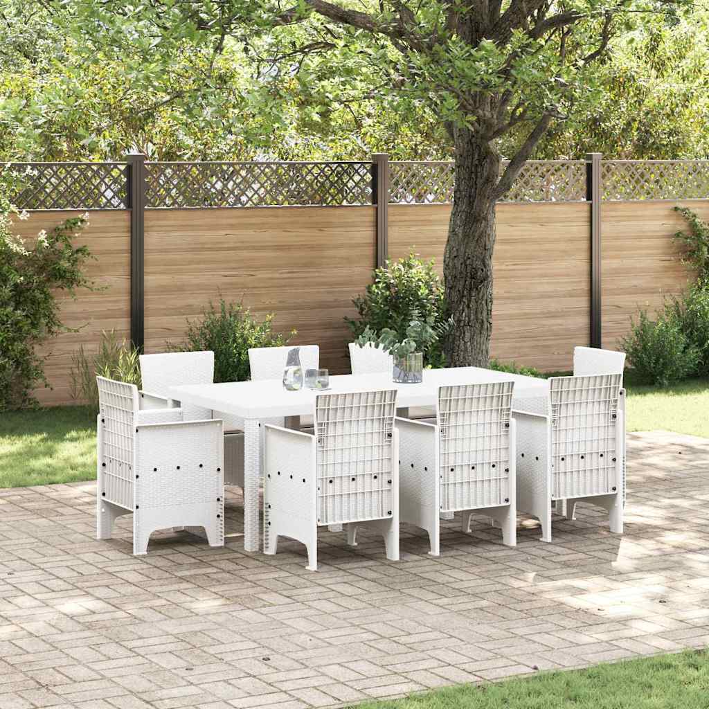 Set da Pranzo per Giardino 9 pz Bianco Polipropilene