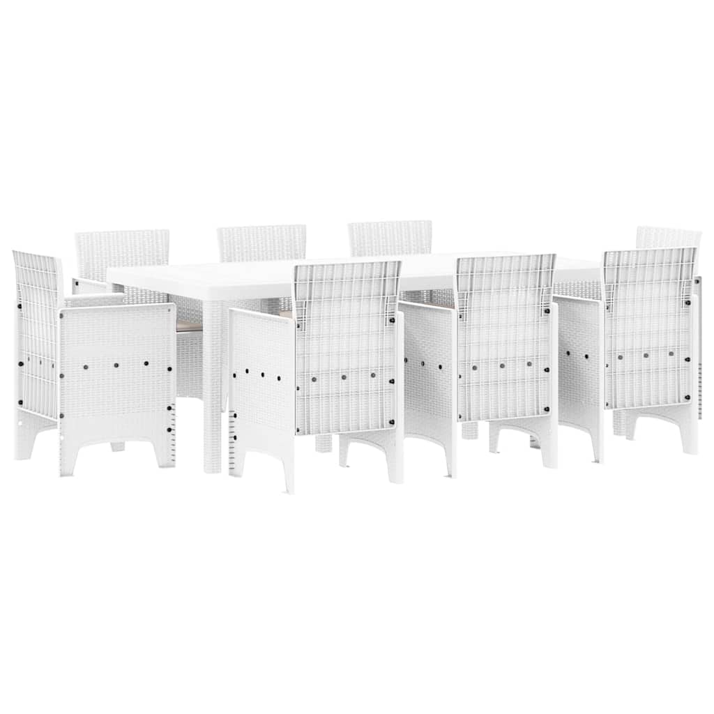Set da Pranzo per Giardino 9 pz Bianco Polipropilene