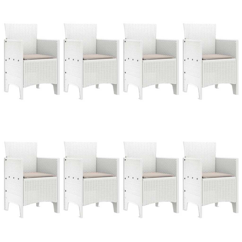 Set da Pranzo per Giardino 9 pz Bianco Polipropilene