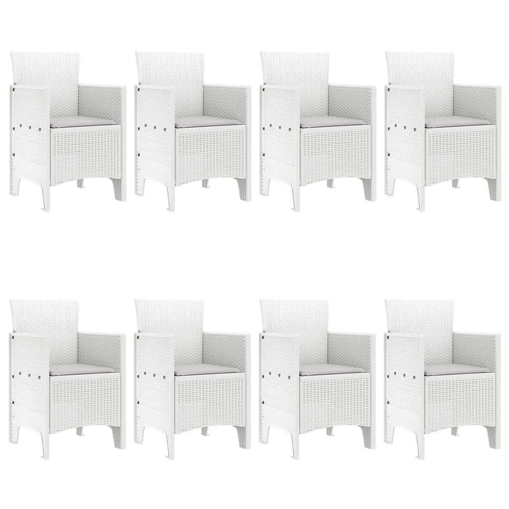 Set da Pranzo per Giardino 9 pz Bianco Polipropilene