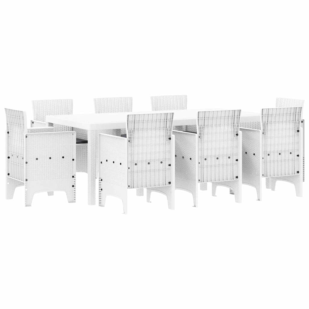 Set da Pranzo per Giardino 9 pz Bianco Polipropilene