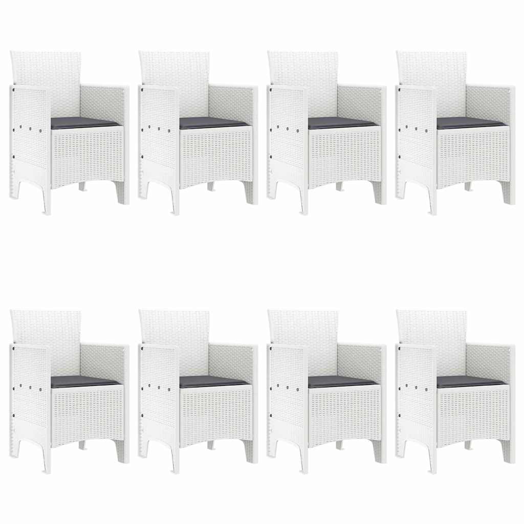 Set da Pranzo per Giardino 9 pz Bianco Polipropilene