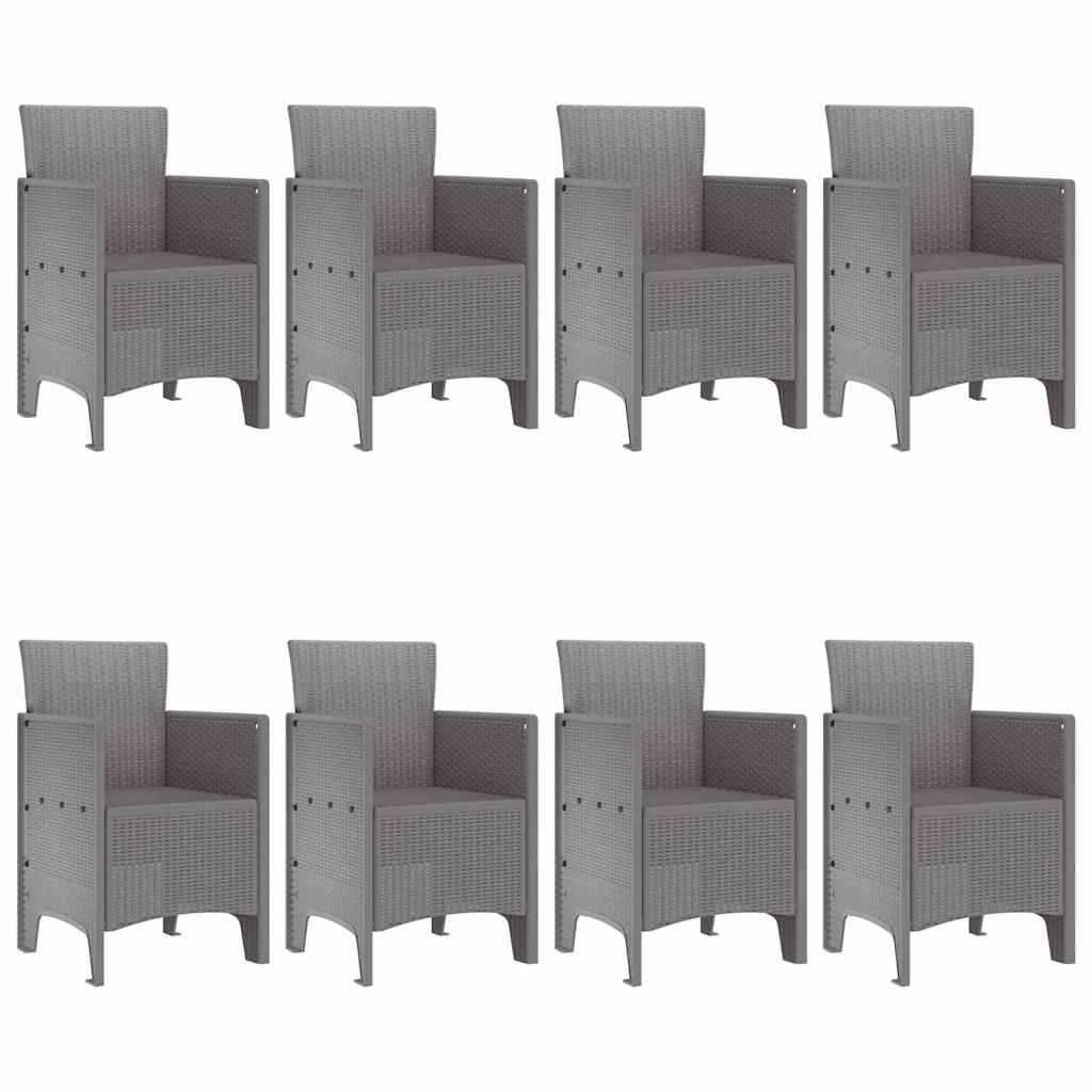 Set da Pranzo per Giardino 9 pz Grigio Chiaro Polipropilene