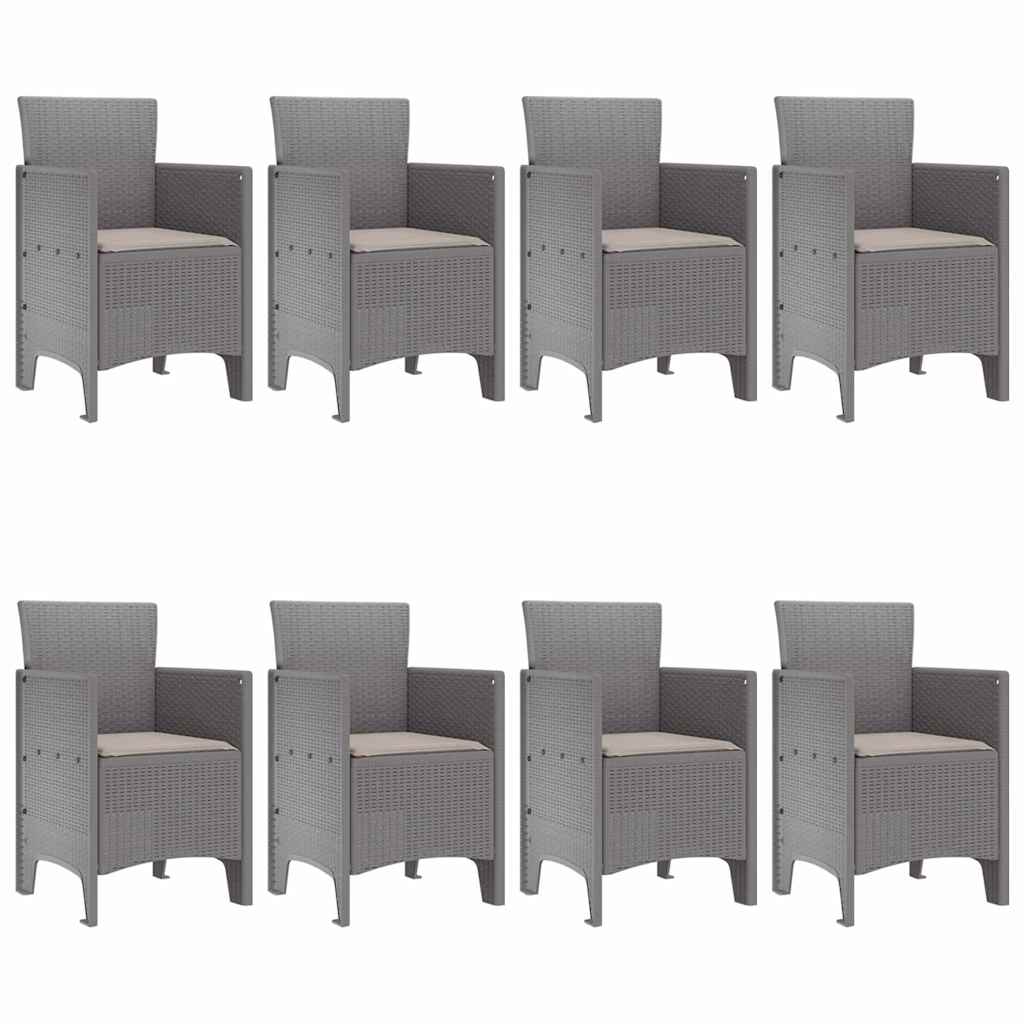 Set da Pranzo per Giardino 9 pz Grigio Chiaro Polipropilene