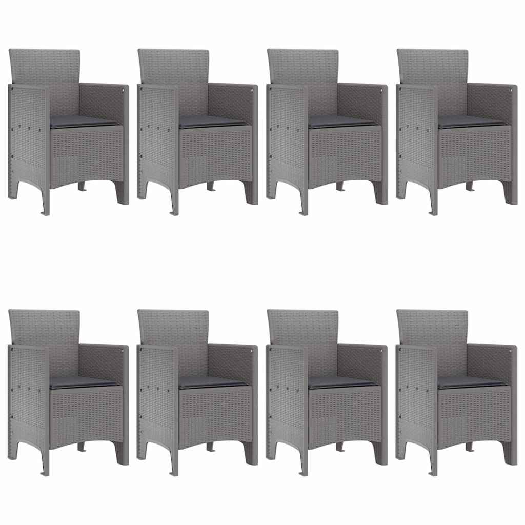 Set da Pranzo per Giardino 9 pz Grigio Chiaro Polipropilene