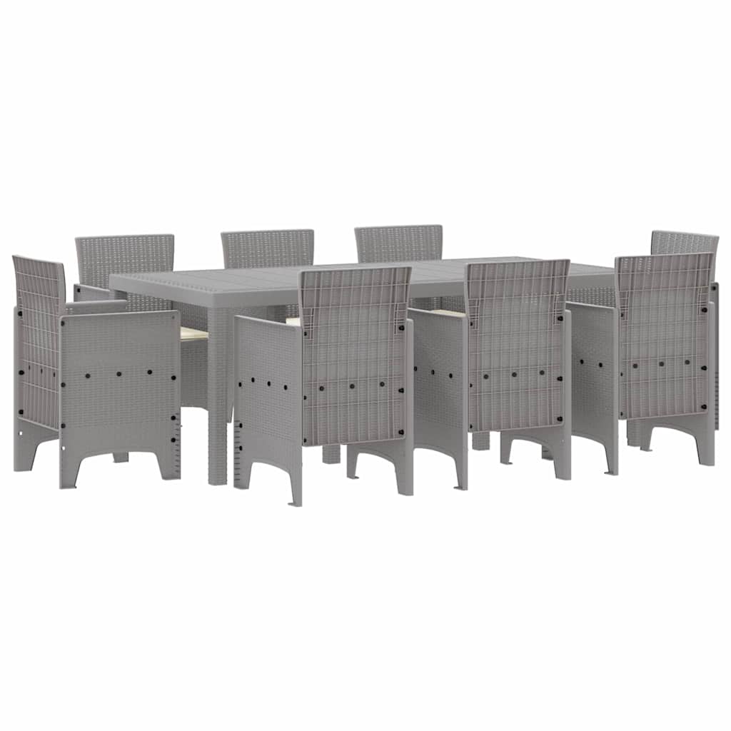 Set da Pranzo per Giardino 9 pz Grigio Chiaro Polipropilene