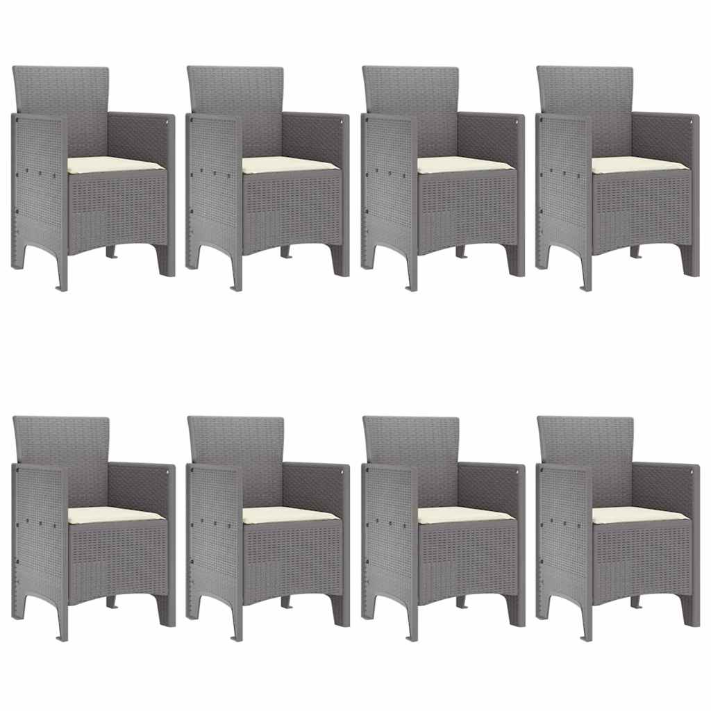 Set da Pranzo per Giardino 9 pz Grigio Chiaro Polipropilene