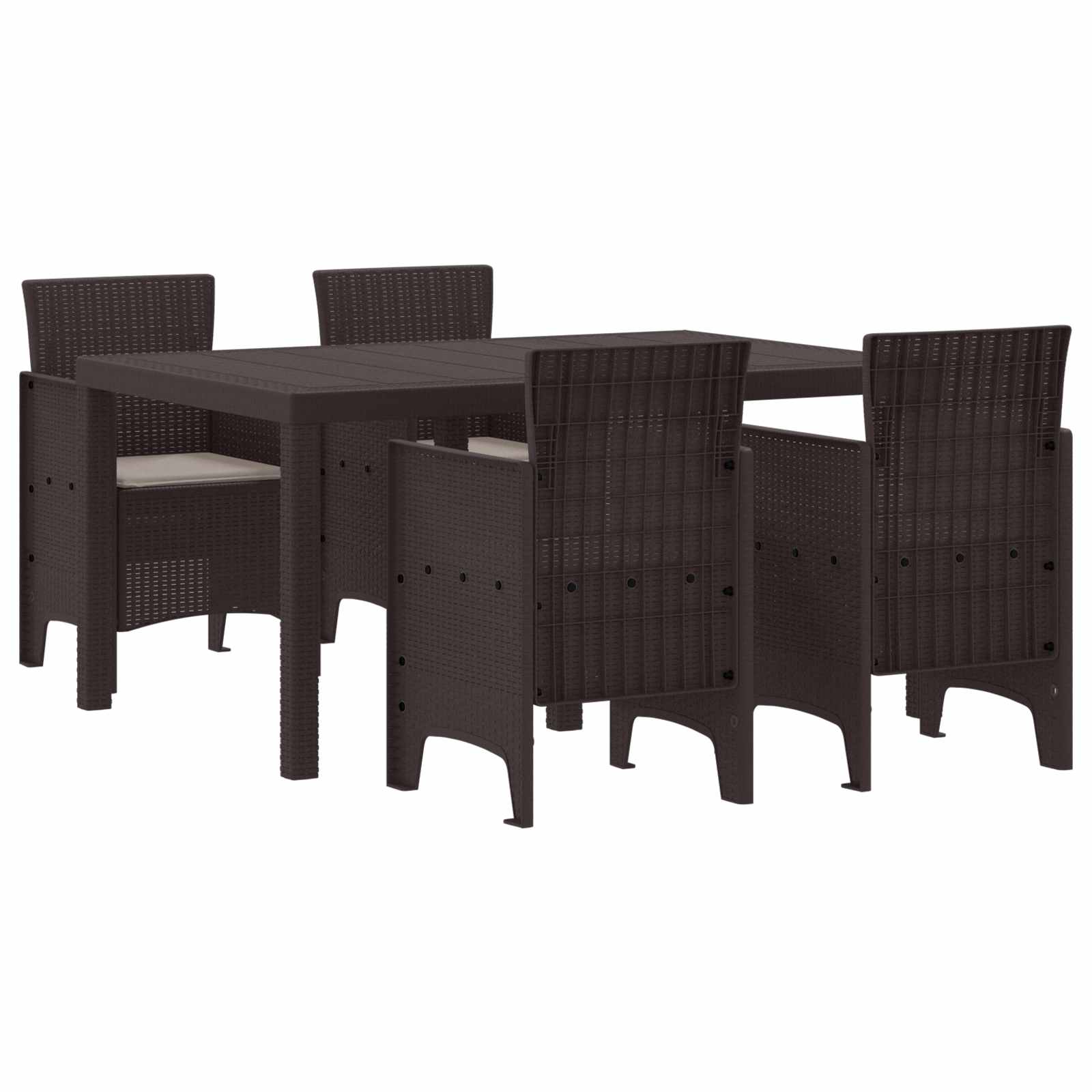 Set da Pranzo per Giardino 5 pz Marrone Rattan Polt