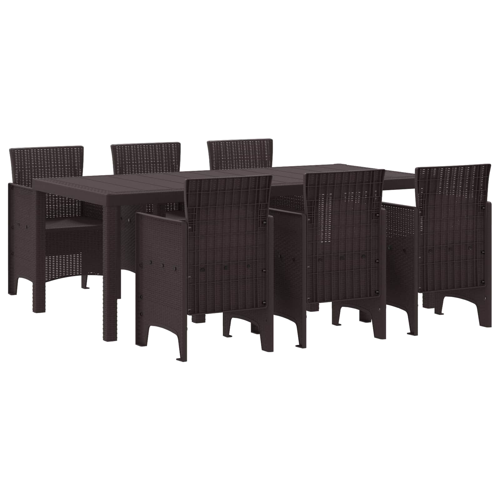 Set da Pranzo per Giardino 7 pz Marrone Polipropilene