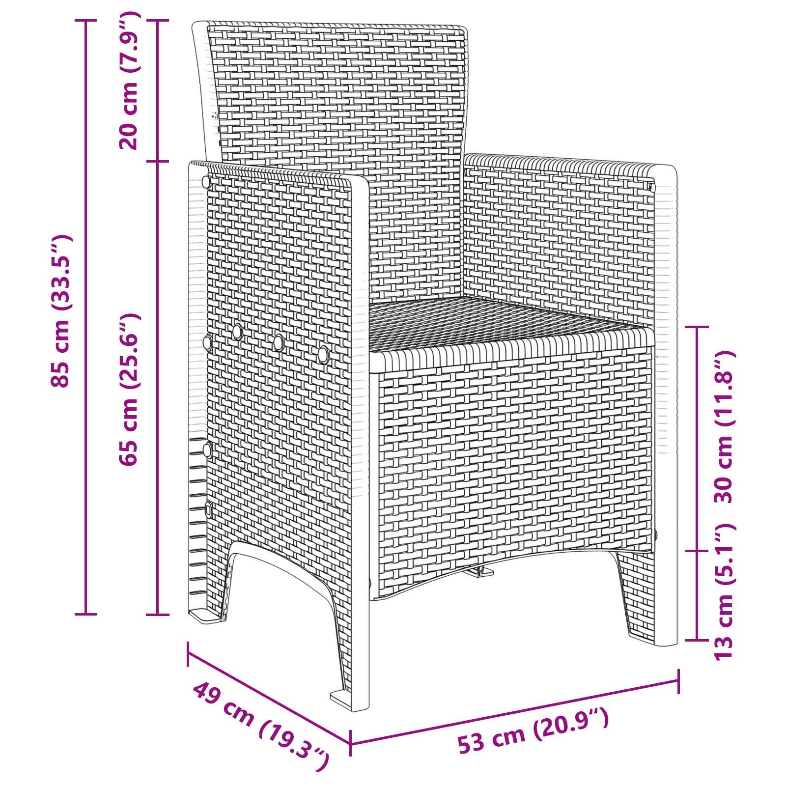 Set da Pranzo per Giardino 7 pz Marrone Polipropilene