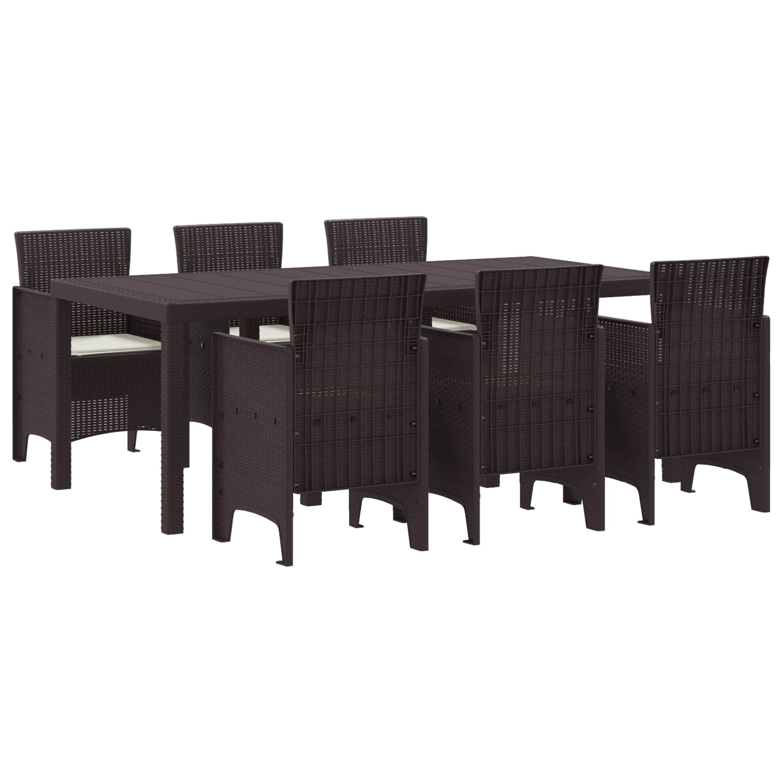 Set da Pranzo per Giardino 7 pz Marrone Polipropilene