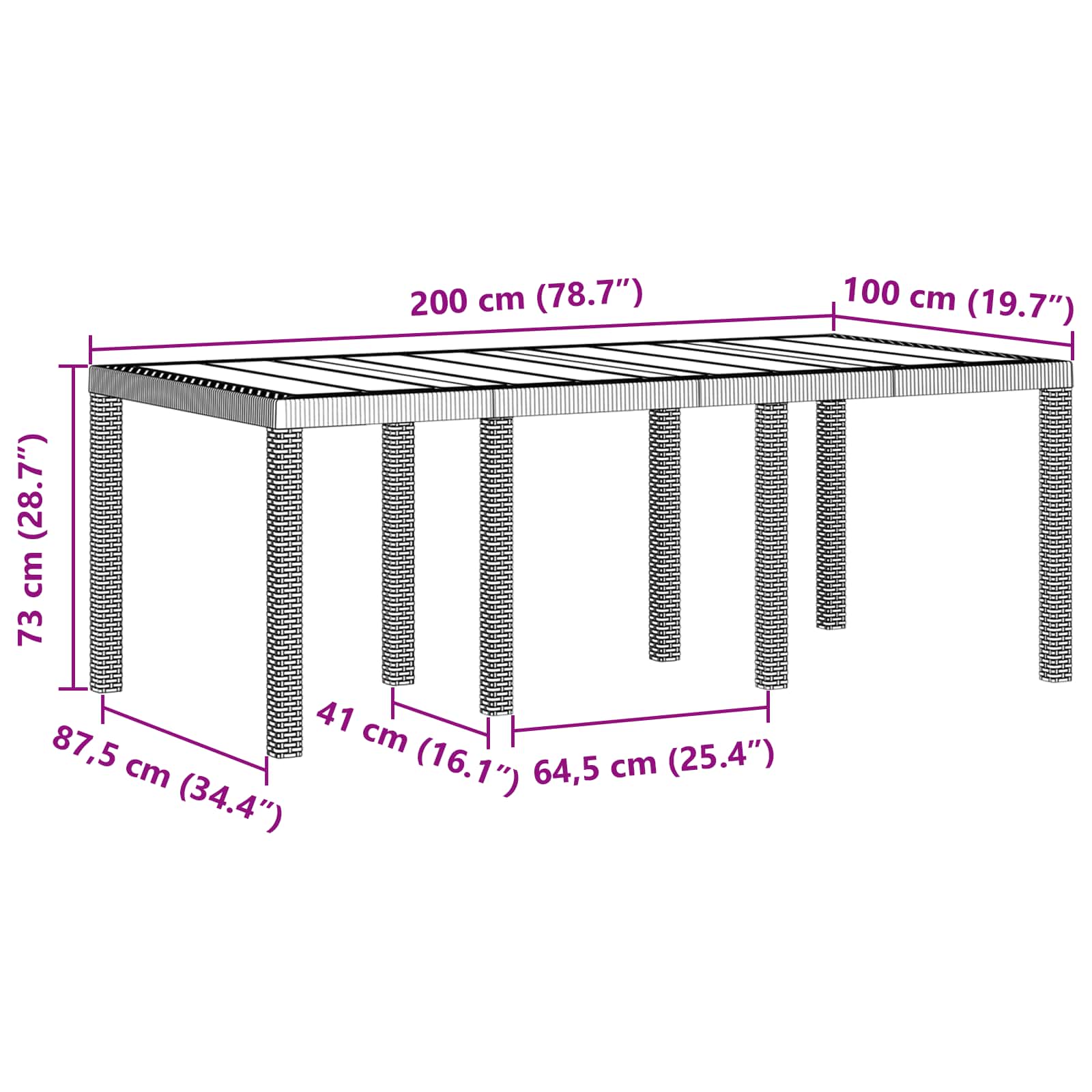 Set da Pranzo per Giardino 7 pz Marrone Polipropilene