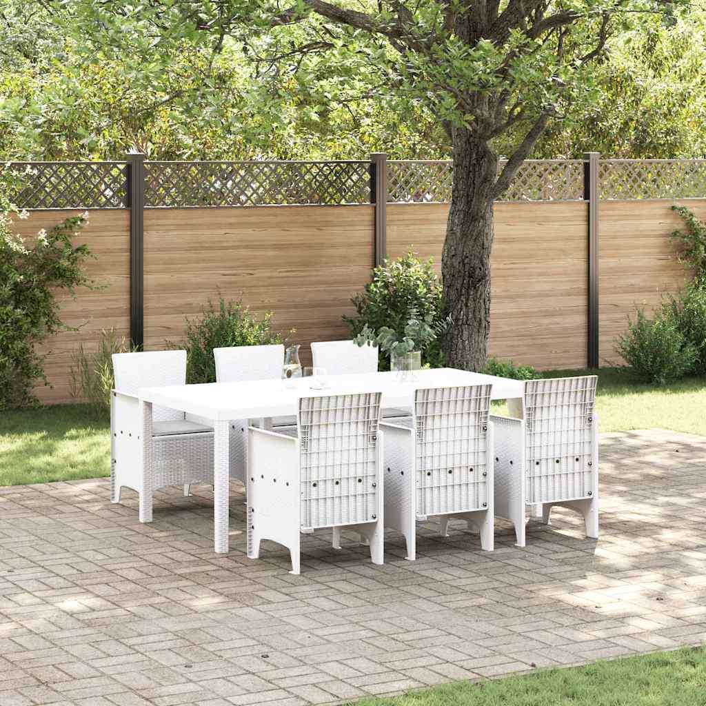 Set da Pranzo per Giardino 7 pz Bianco Polipropilene