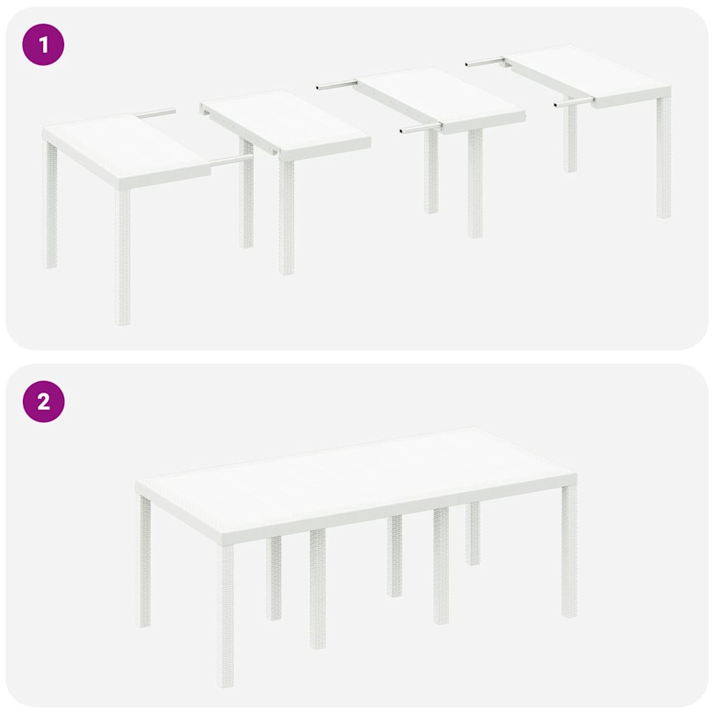 Set da Pranzo per Giardino 7 pz Bianco Polipropilene