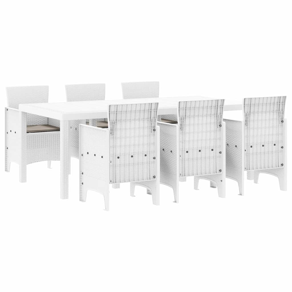 Set da Pranzo per Giardino 7 pz Bianco Polipropilene