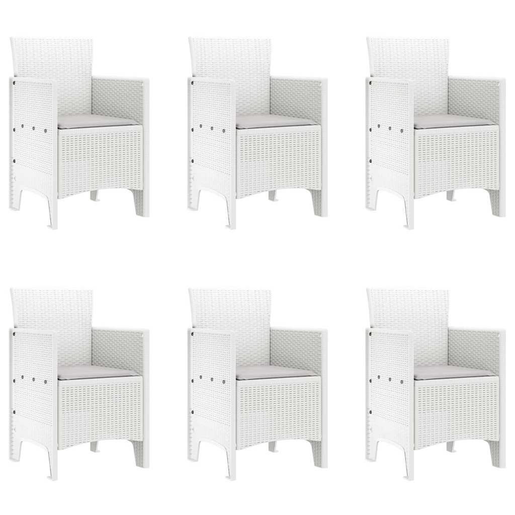 Set da Pranzo per Giardino 7 pz Bianco Polipropilene