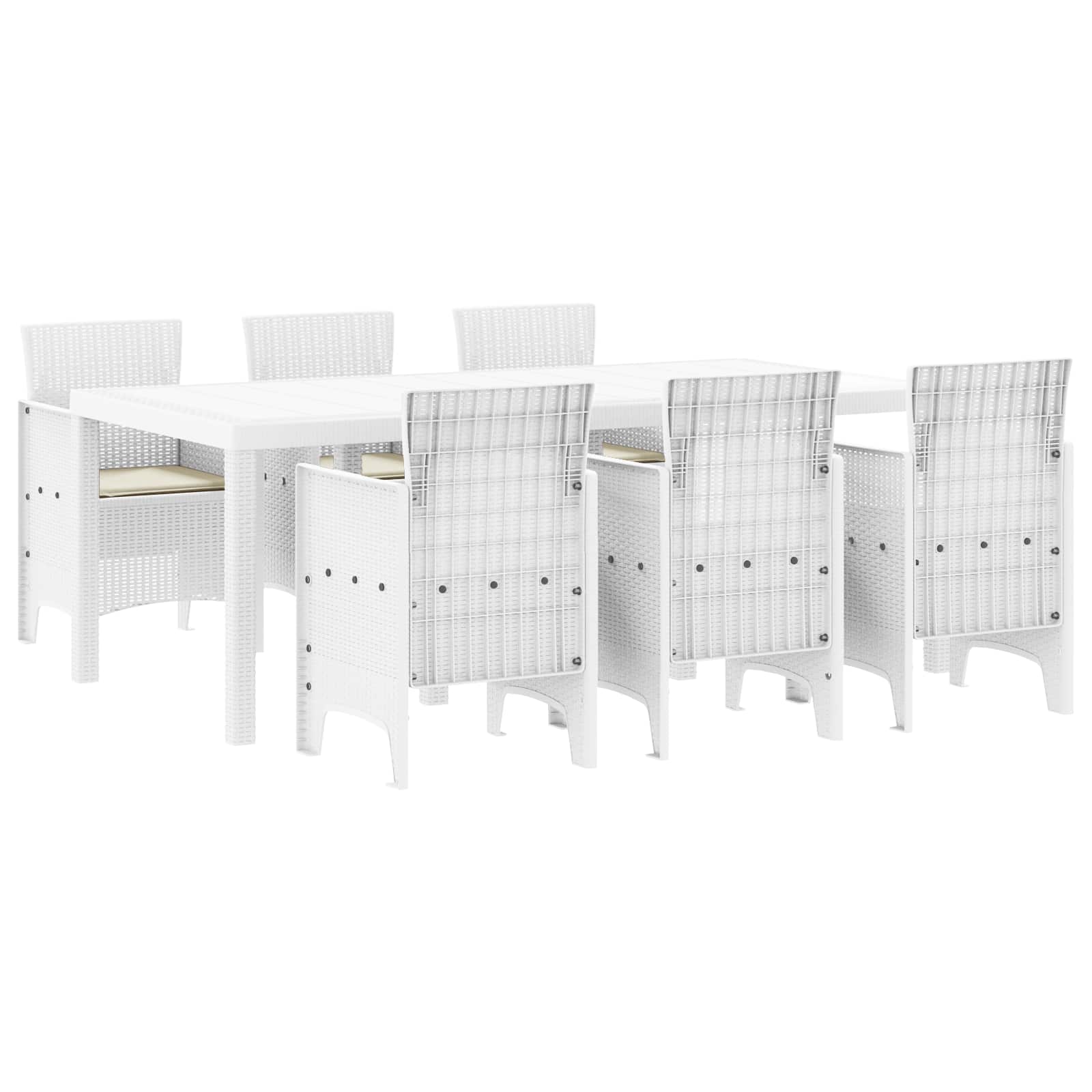 Set da Pranzo per Giardino 7 pz Bianco Polipropilene