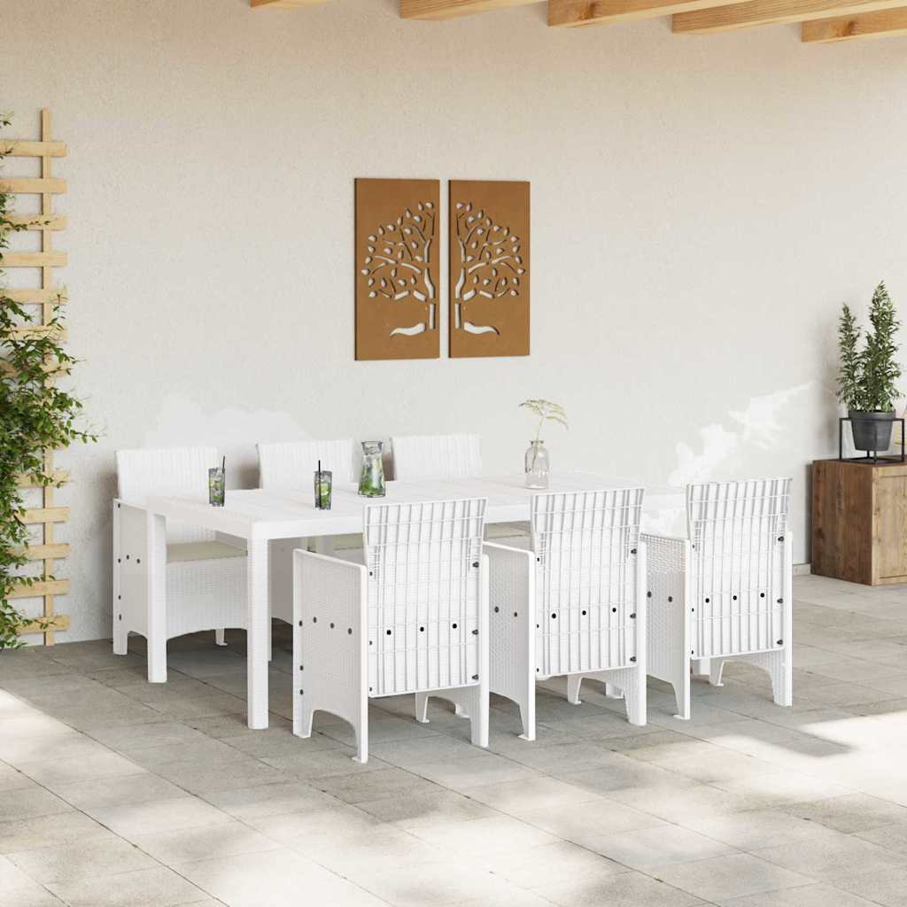 Set da Pranzo per Giardino 7 pz Bianco Polipropilene