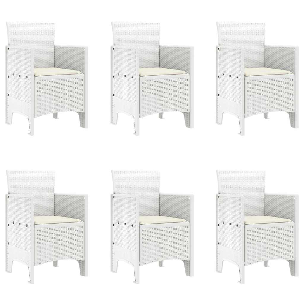 Set da Pranzo per Giardino 7 pz Bianco Polipropilene