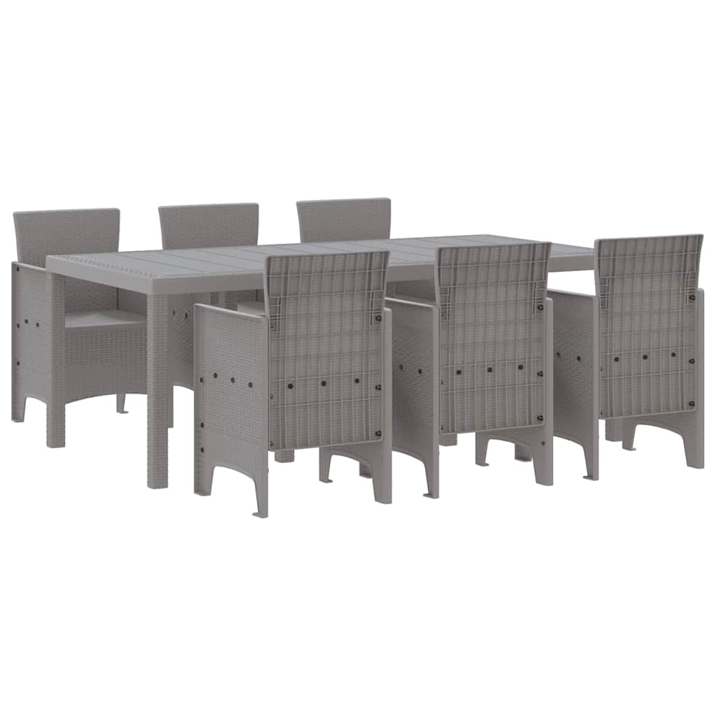 Set da Pranzo per Giardino 7 pz Grigio Chiaro Polipropilene
