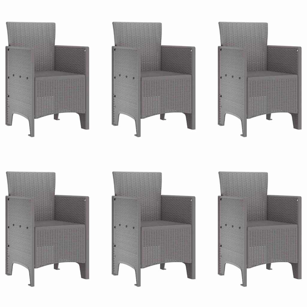 Set da Pranzo per Giardino 7 pz Grigio Chiaro Polipropilene