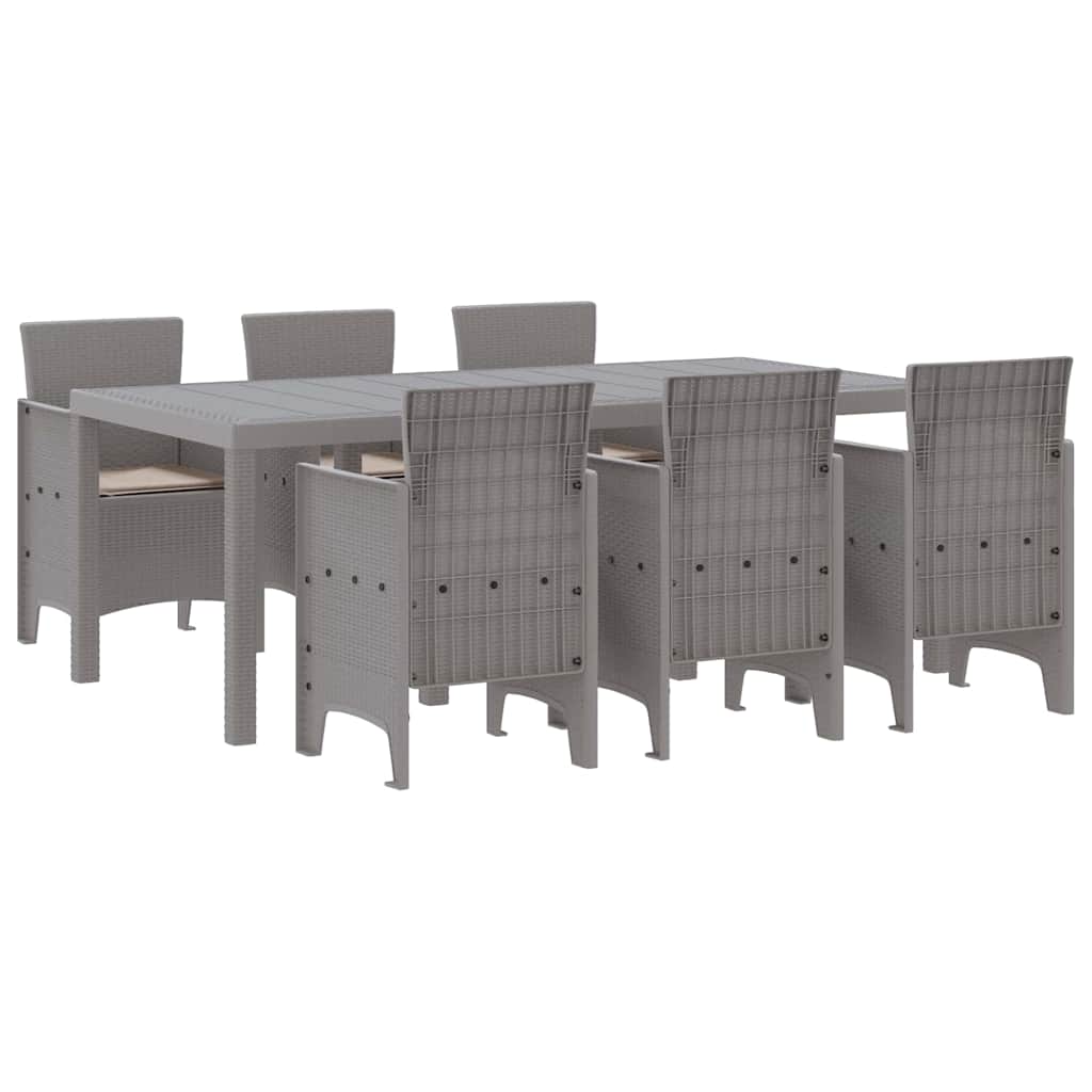 Set da Pranzo per Giardino 7 pz Grigio Chiaro Polipropilene