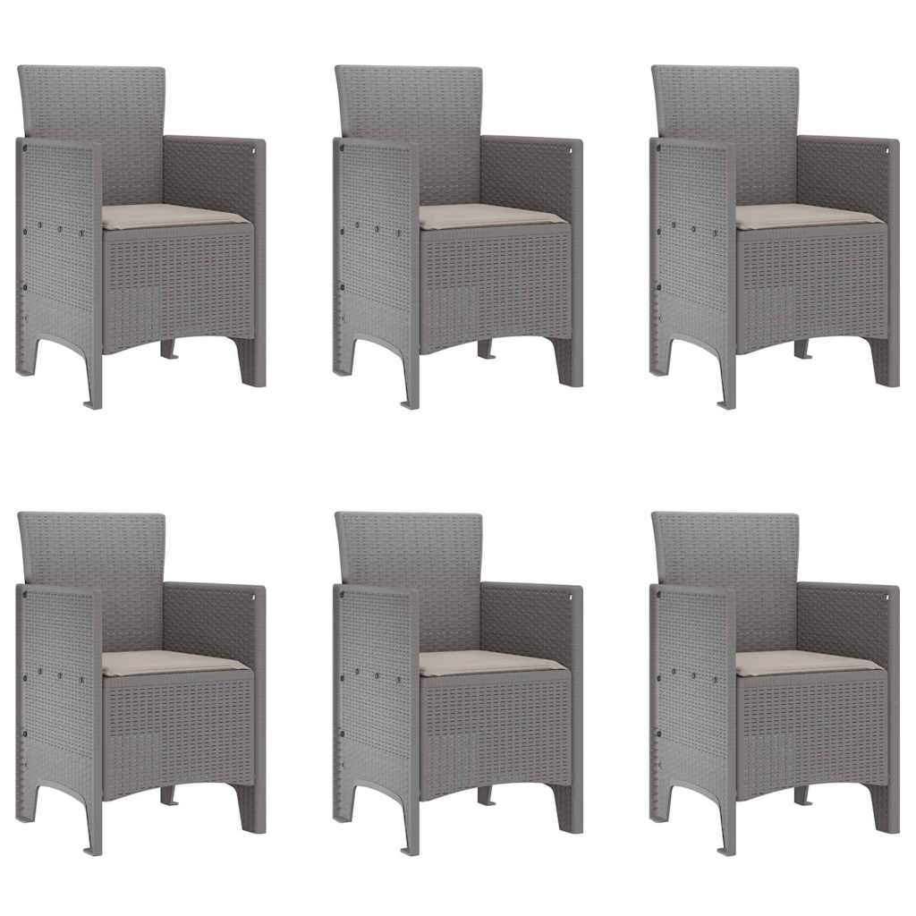 Set da Pranzo per Giardino 7 pz Grigio Chiaro Polipropilene