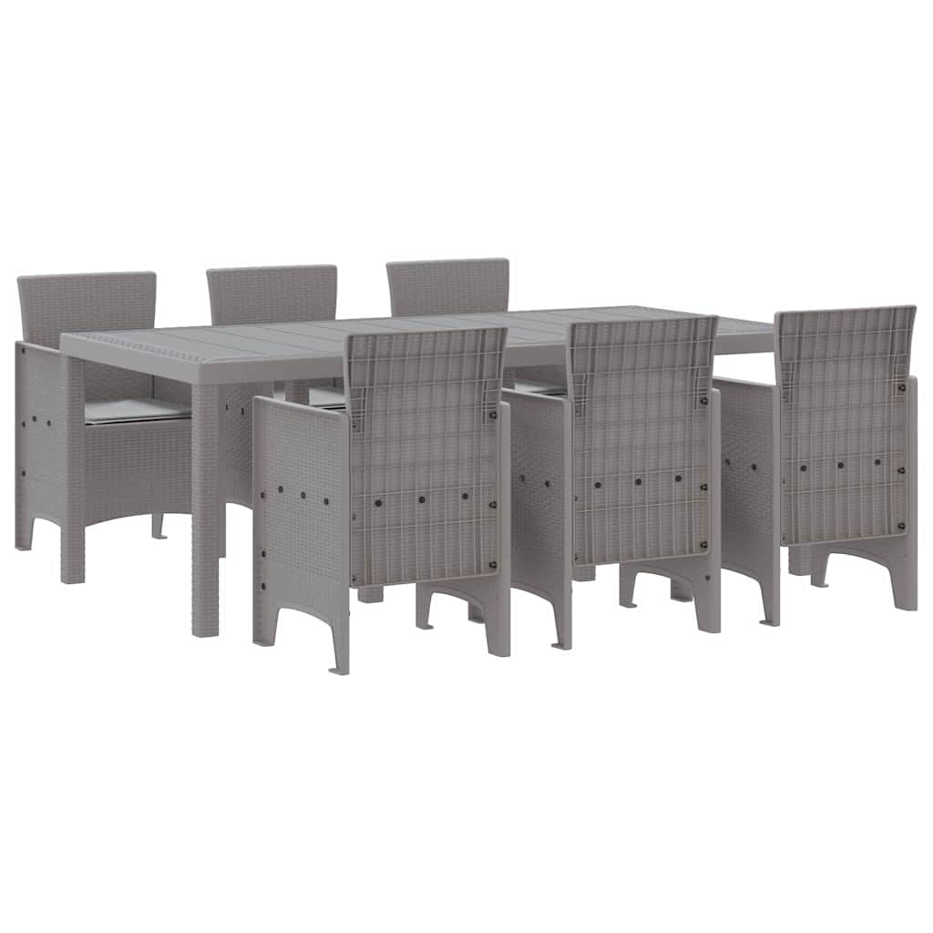 Set da Pranzo per Giardino 7 pz Grigio Chiaro Polipropilene