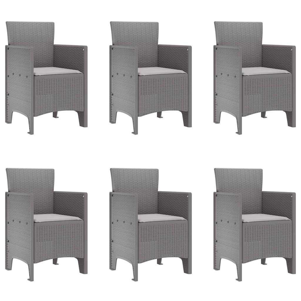 Set da Pranzo per Giardino 7 pz Grigio Chiaro Polipropilene