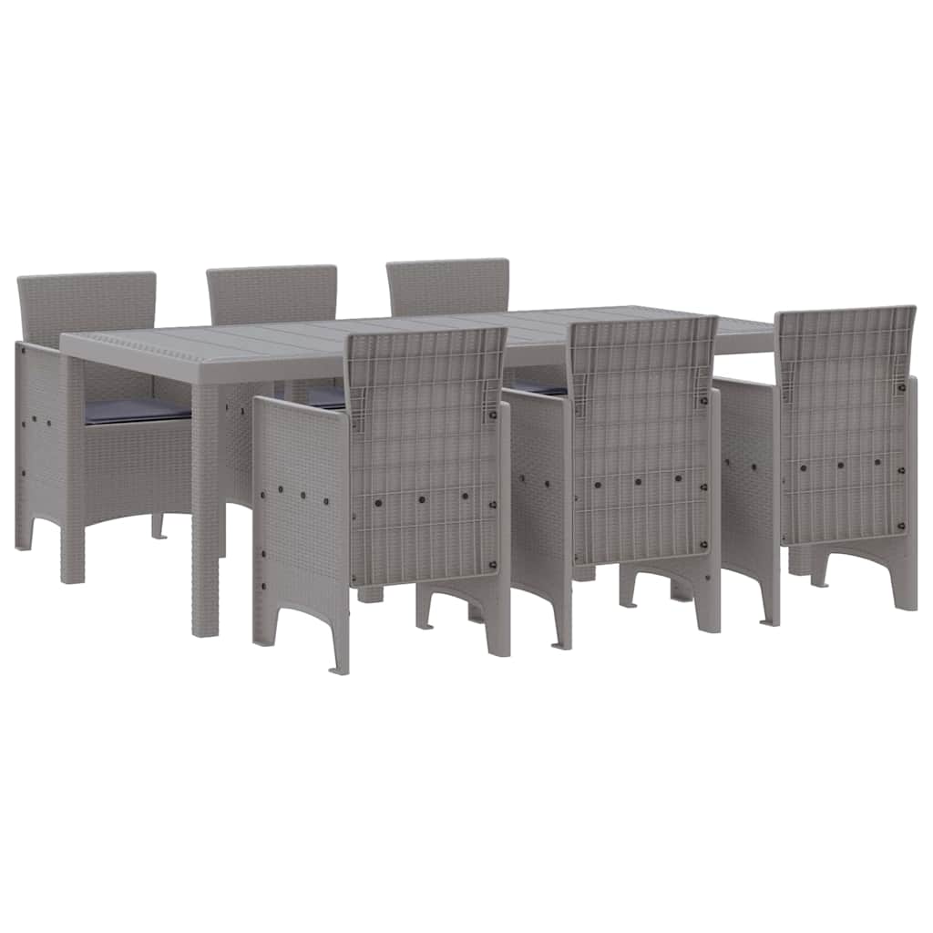 Set da Pranzo per Giardino 7 pz Grigio Chiaro Polipropilene