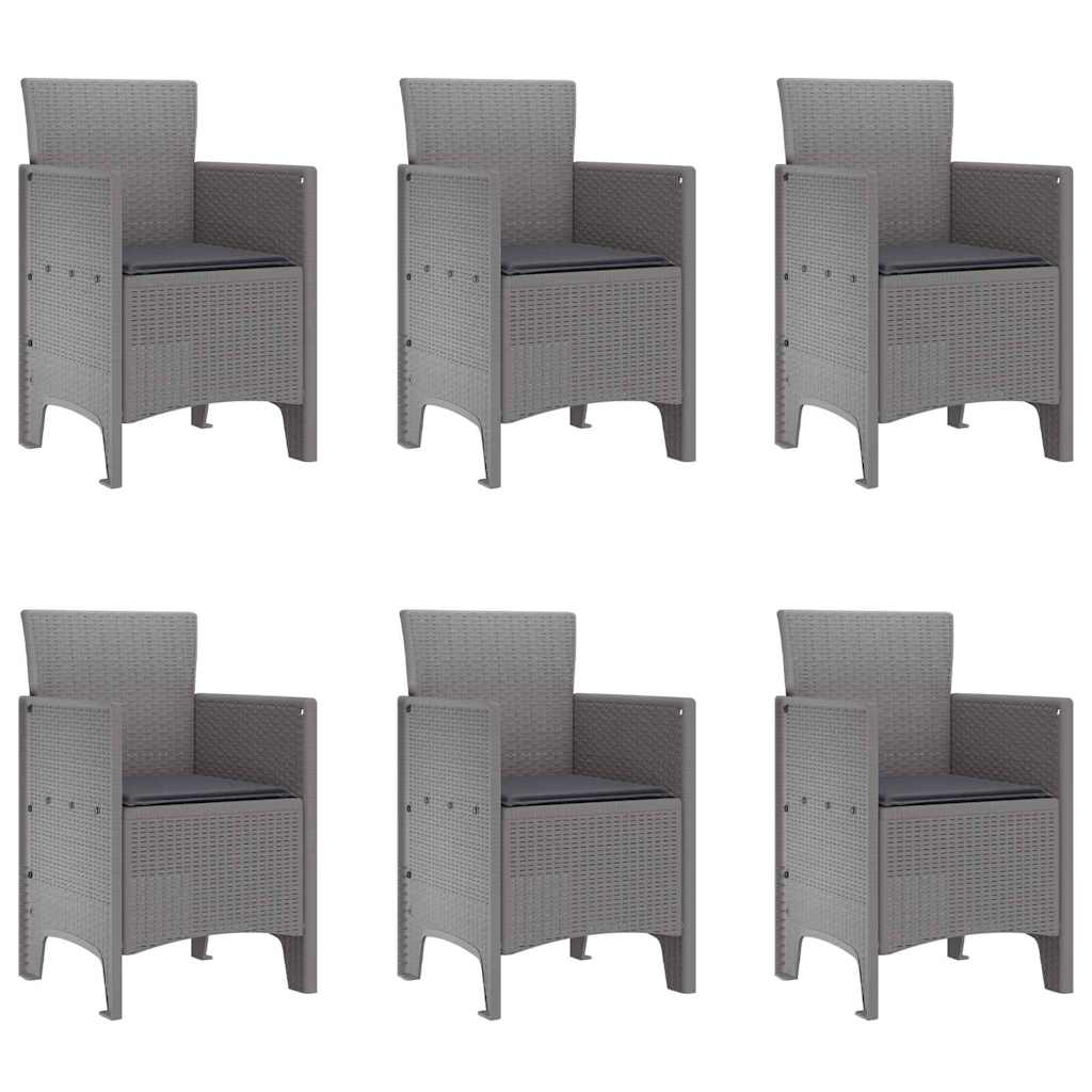 Set da Pranzo per Giardino 7 pz Grigio Chiaro Polipropilene