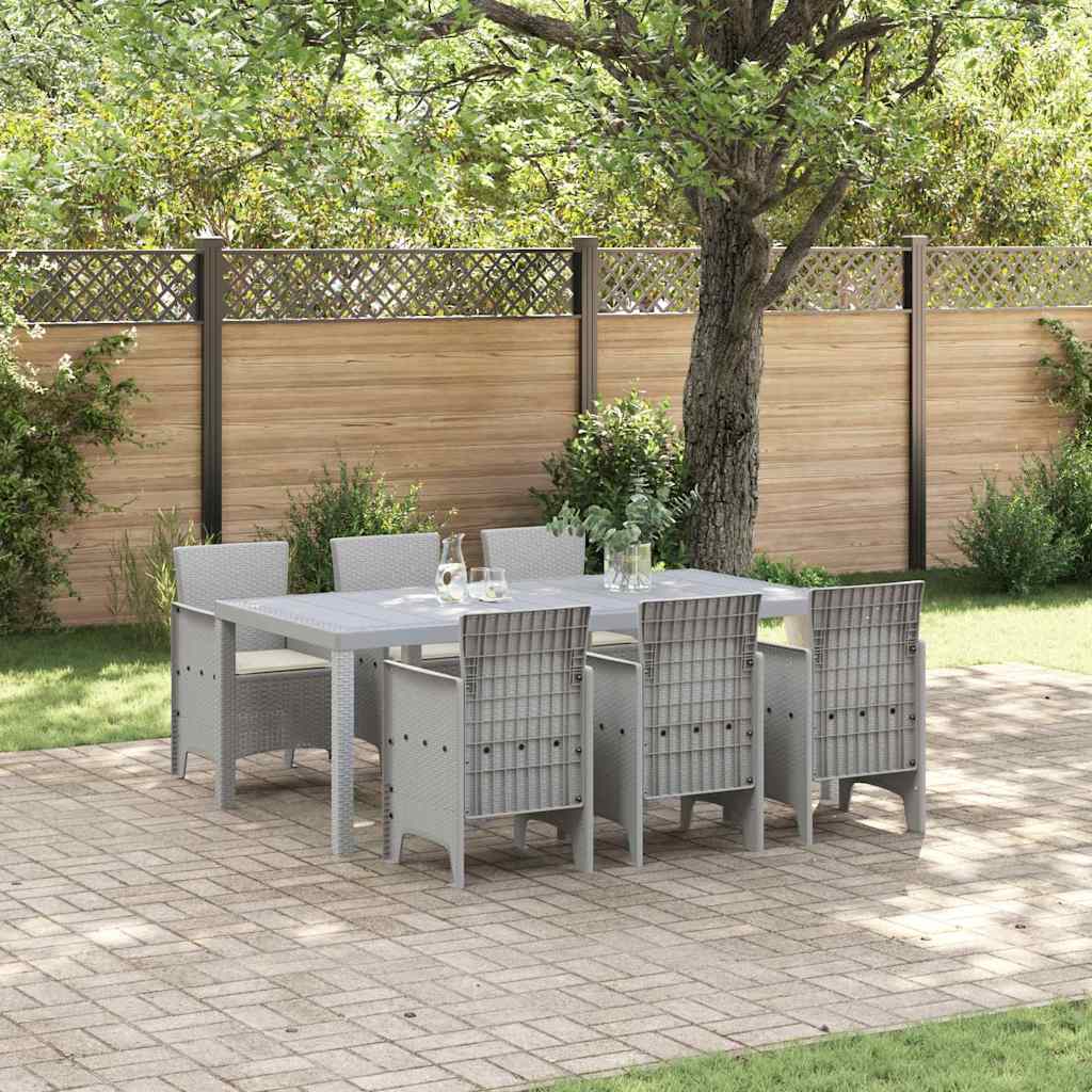 Set da Pranzo per Giardino 7 pz Grigio Chiaro Polipropilene