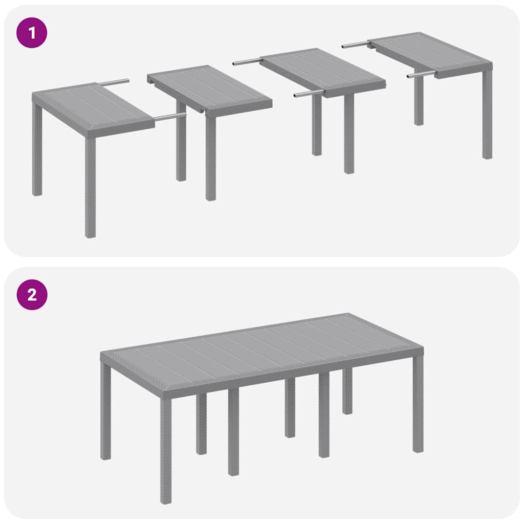 Set da Pranzo per Giardino 7 pz Grigio Chiaro Polipropilene